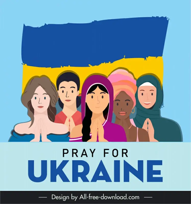 pray for ukraine banner national girls national mediation cartoon sketch