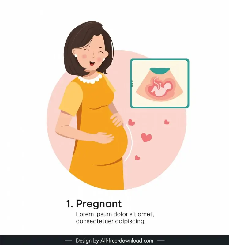  pregnant design element happy woman cartoon 