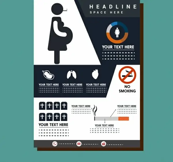 pregnant health infographic design colored flat style