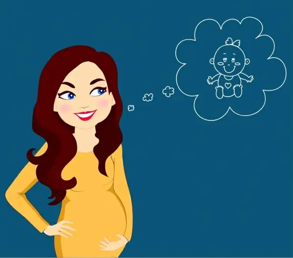 pregnant woman drawing lady kid speech bubble icons