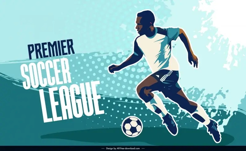 premier soccer league banner template dynamic grunge cartoon
