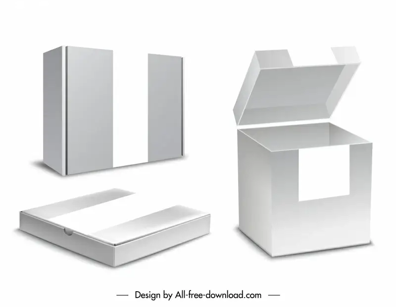 present box icons modern elegant 3d outline