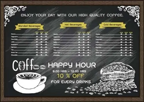 price list menu for cafe vector
