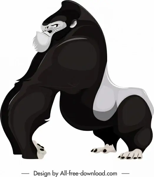 primate species icon black white cartoon gorilla sketch