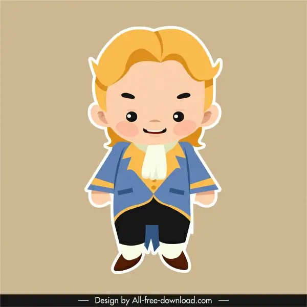 prince icon cartoon character flat sketch