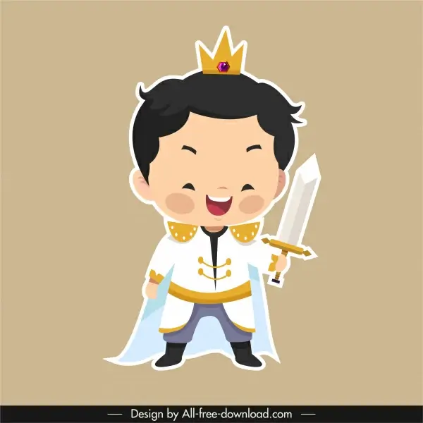 prince icon funny boy sword sketch cartoon character