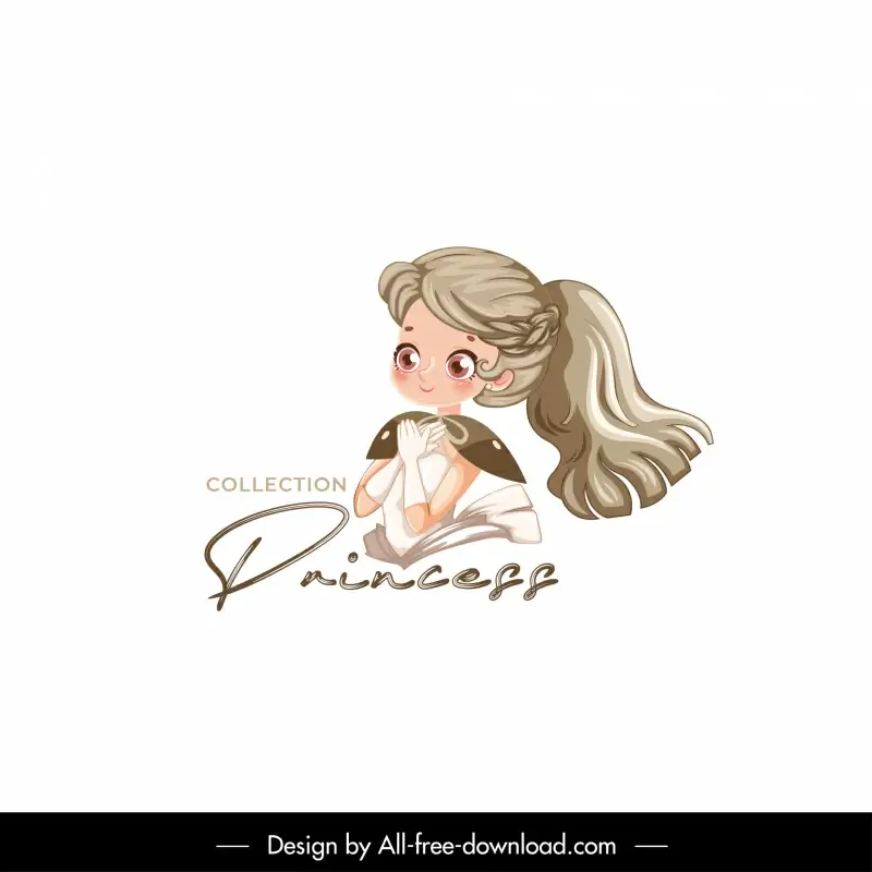princess collection icon cute girl sketch