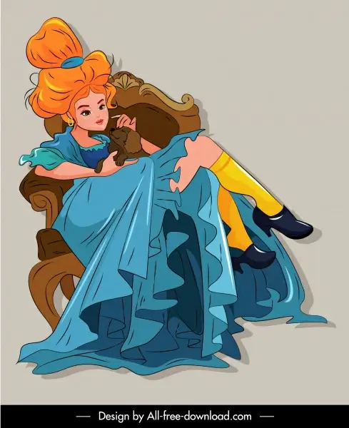 princess painting elegant cartoon character sketch