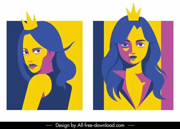 princess portrait avatar colored cartoon character sketch