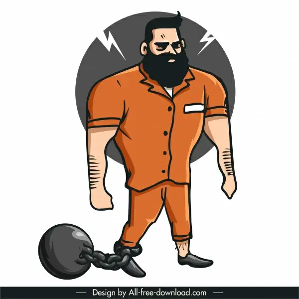 prisoner icon angry man sketch cartoon character
