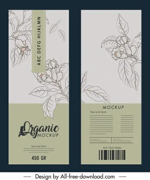 product package template elegant handdrawn botanical decor