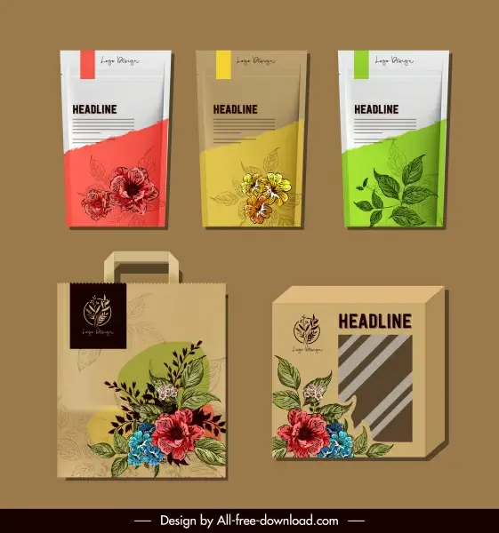 product package templates elegant handdrawn botanical decor
