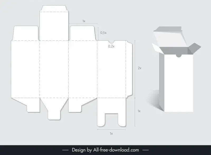 product packaging design elements flat papercut 3d box outline 