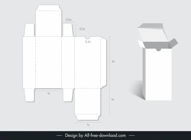 product packaging template modern flat papercut 3d box sketch