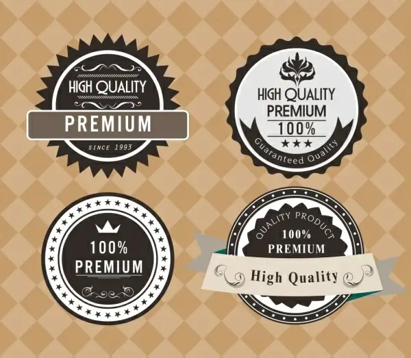 product quality labels collection black circle design