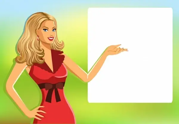 woman background cartoon character blank board decor