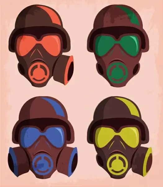 protection masks icon brown design various shapes isolation