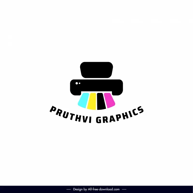 pruthvi graphics logotype flat silhouette printing machine sketch