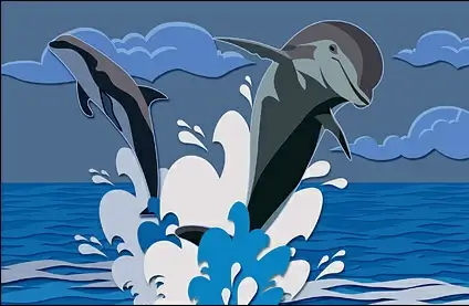 Psd of dolphins jumping layered material 