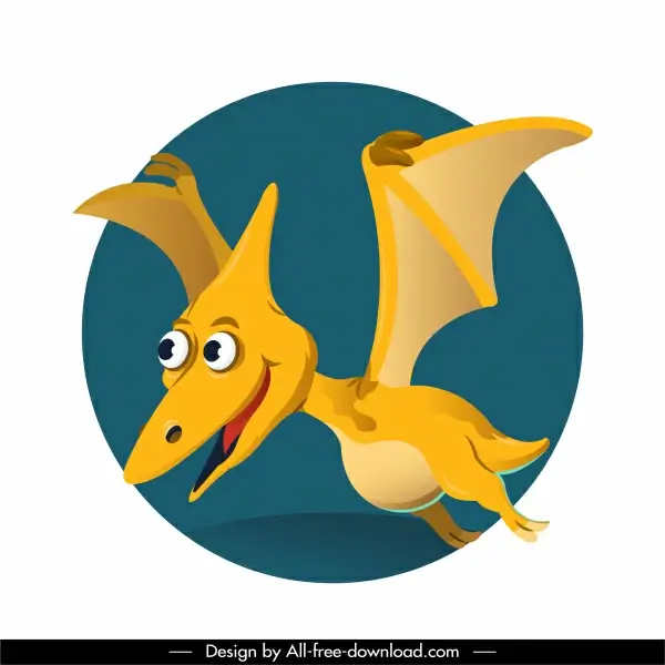 pteranodon dinosaur icon funny cartoon character design