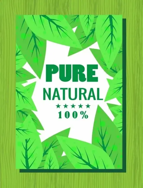 pure natural product banner green leaves decor 