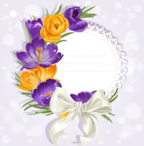 purple flower with bow vector cards