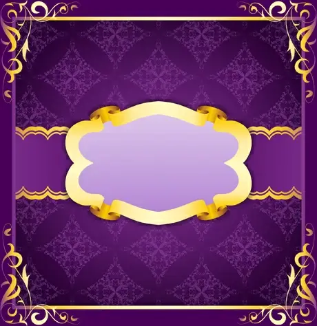 purple retro background with golden frame vector