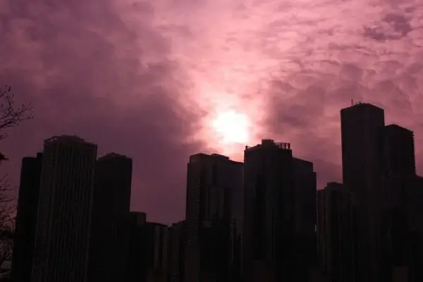 purple skies over chicago in chicago illinois