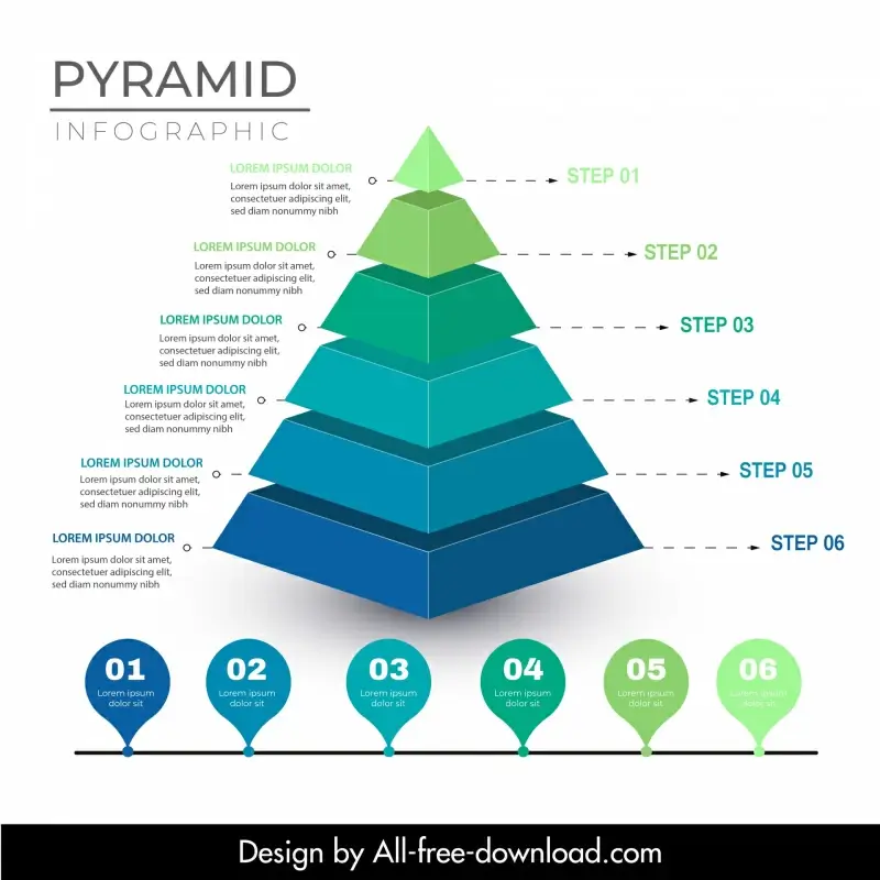 pyramid chart infographic template 3d geometric shapes