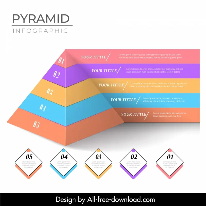 pyramid chart infographic template elegant  3d shape