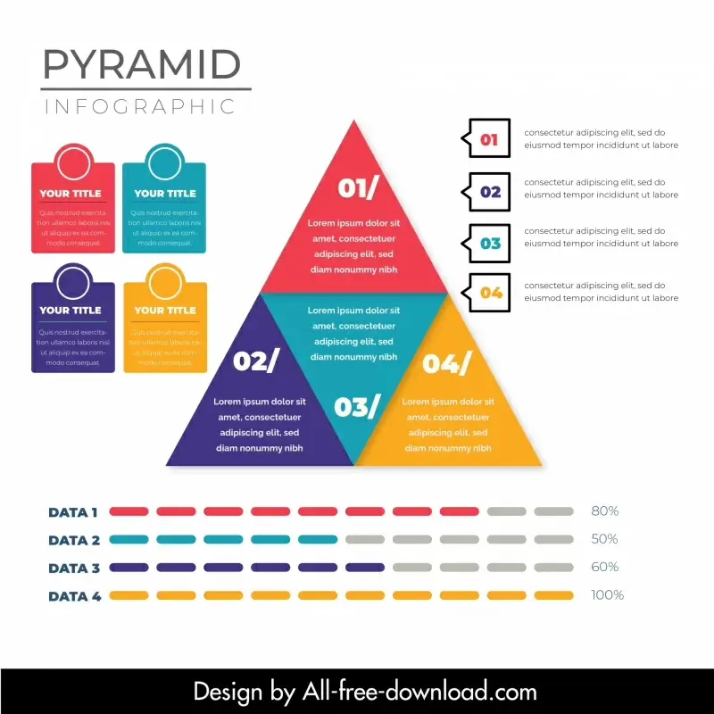 pyramid chart infographic template flat geometric shapes 