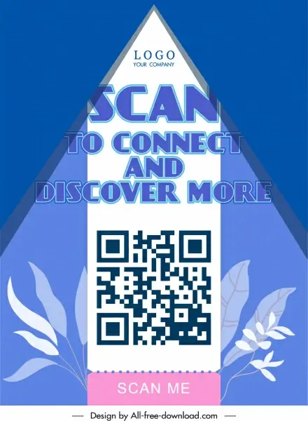 qr scan poster triangle light classic leaves decor