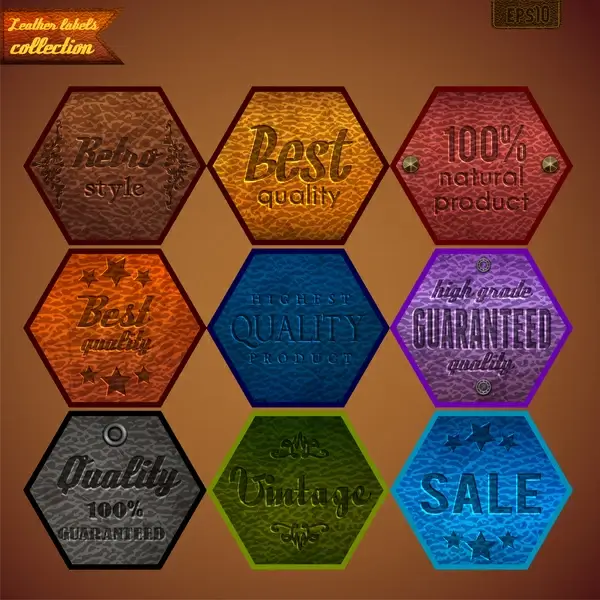 quality guarantee lable sets illustration in polygon shape
