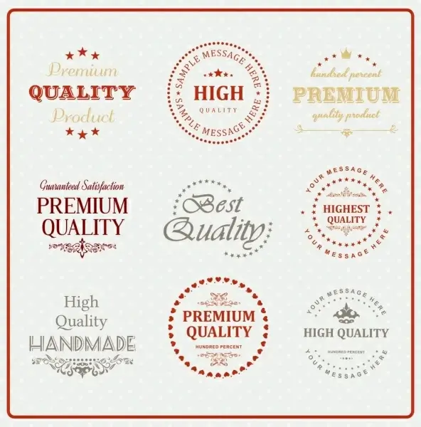 quality labels collection classical calligraphic stars texts decor