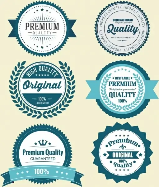 quality labels collection classical serrated circle design