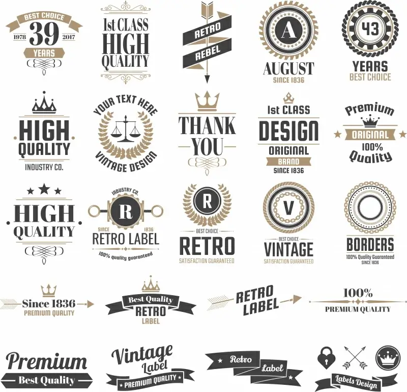 quality labels templates collection elegant retro shapes
