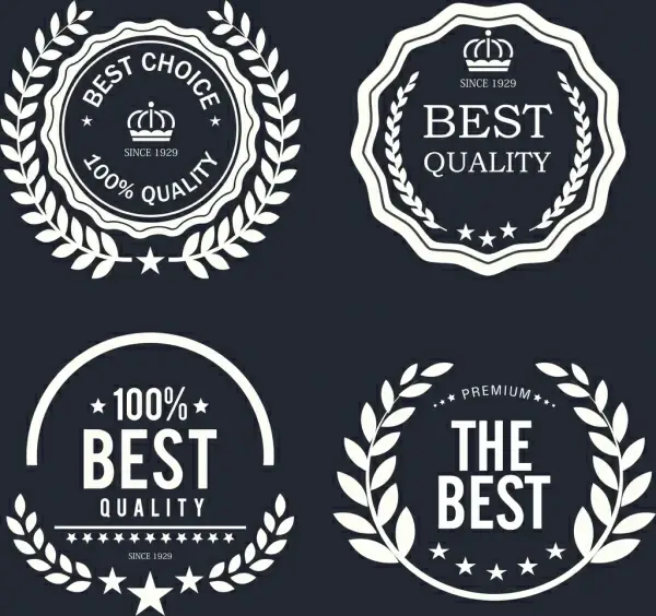 quality warranty labels collection retro flat circle design