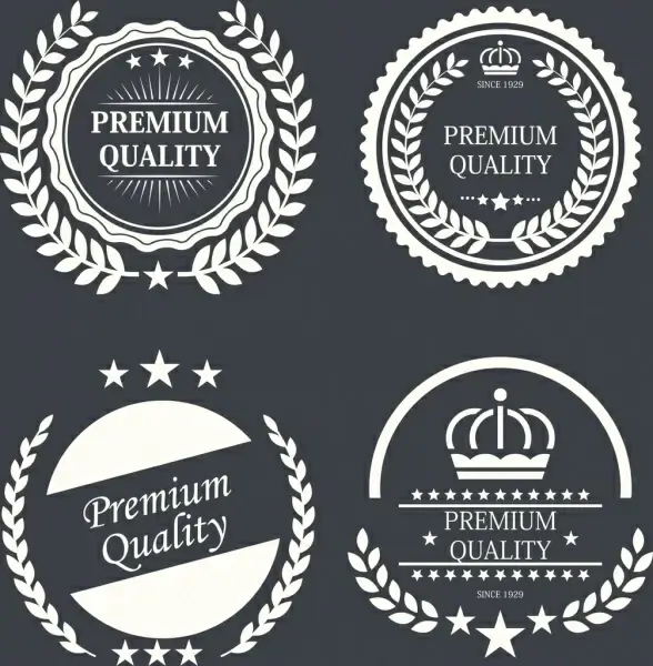 quality warranty labels sets classical black white circles