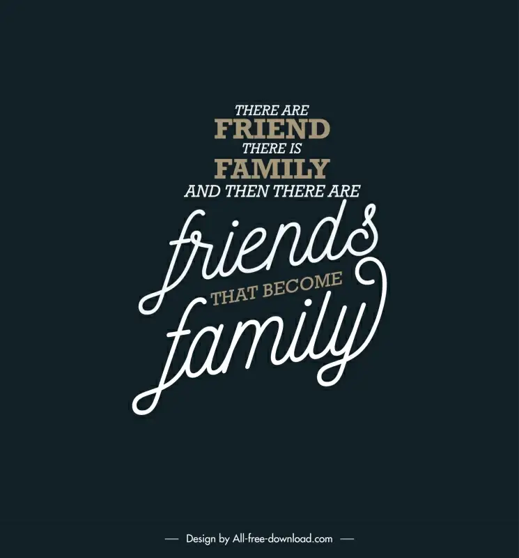 quotes for a friend banner template flat dark elegant calligraphic texts decor 