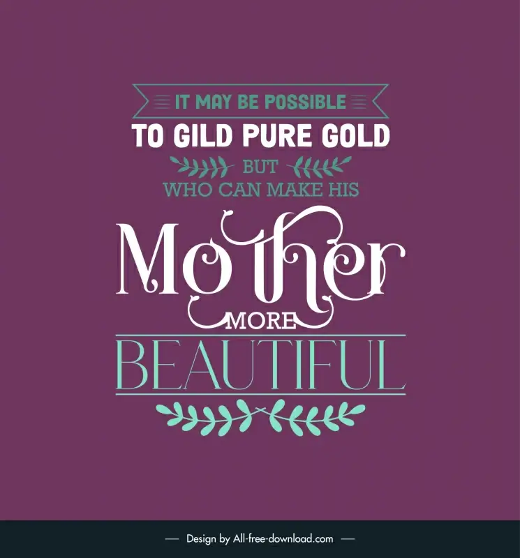 quotes for mom banner template flat elegant symmetric texts leaves decor 