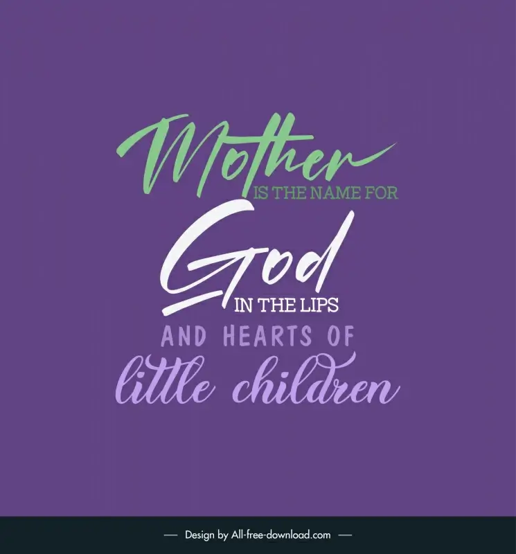 quotes for mom poster template flat  calligraphic texts decor 