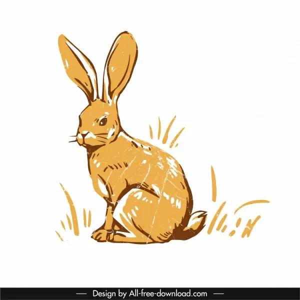 rabbit animal icon retro handdrawn sketch