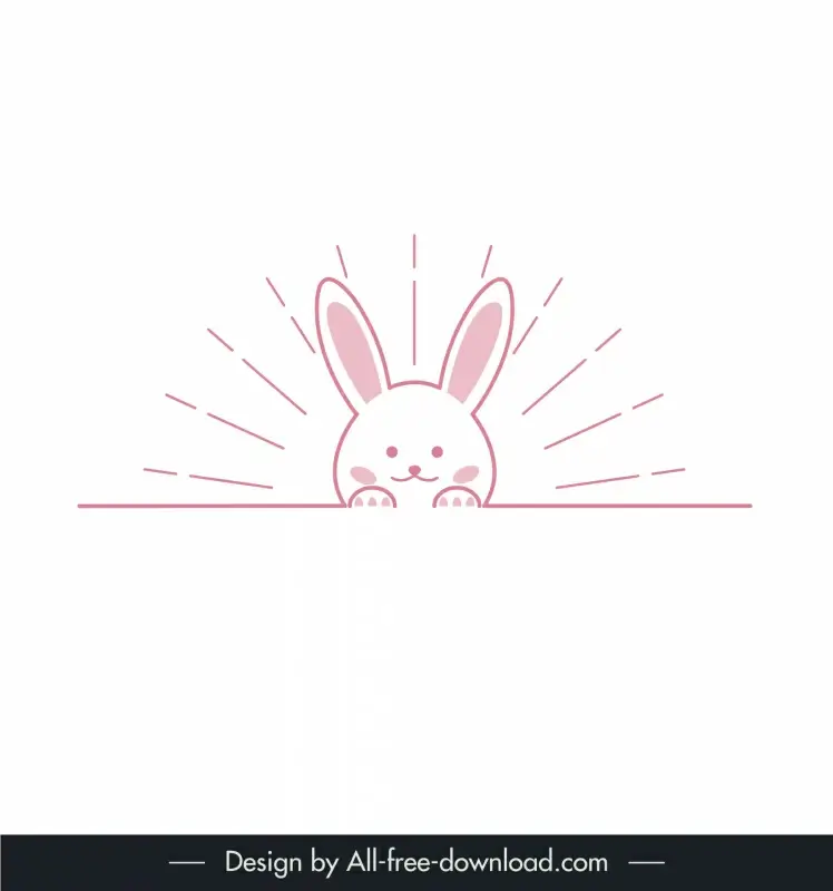 rabbit cute line art template flat symmetric handdrawn symmetric cartoon sketch