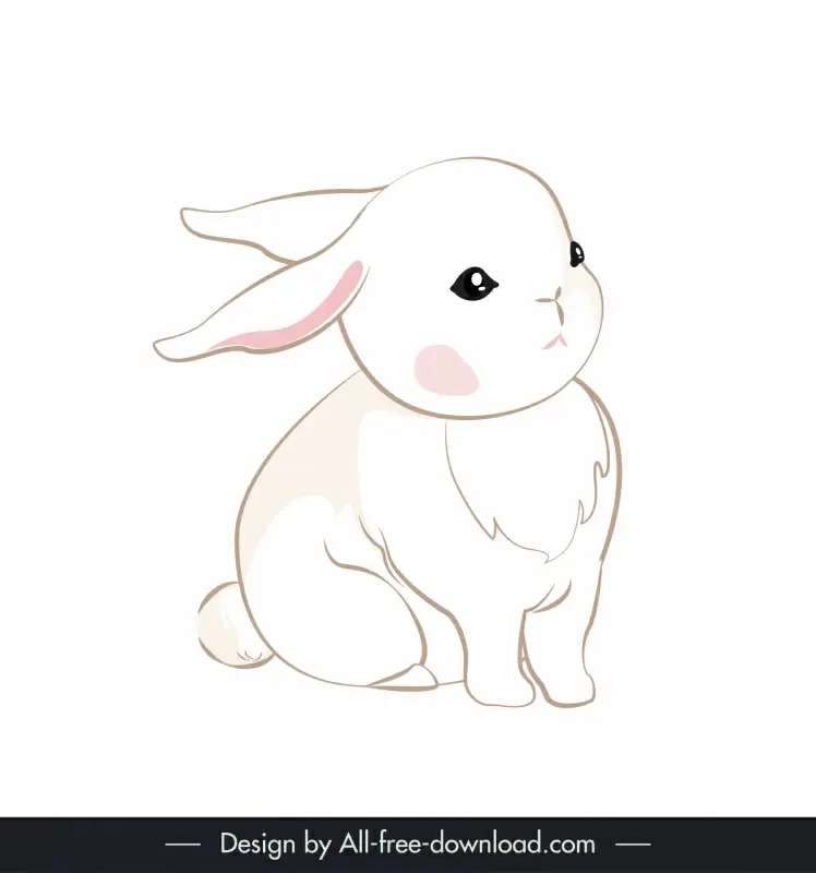 rabbit icon handdrawn outline cute cartoon sketch