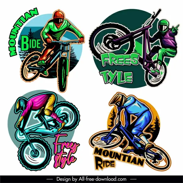 racer icons colorful dynamic cartoon sketch