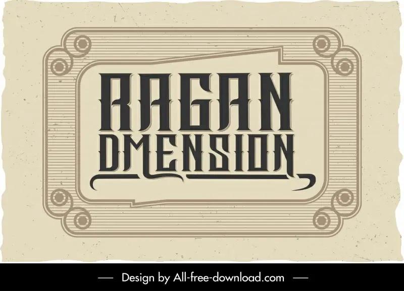 ragan dimension label template retro elegant symmetric frame texts decor