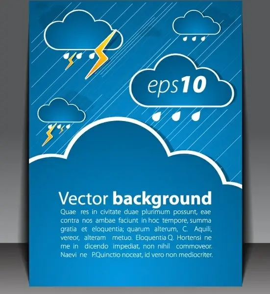 brochure background template rainy weather elements sketch