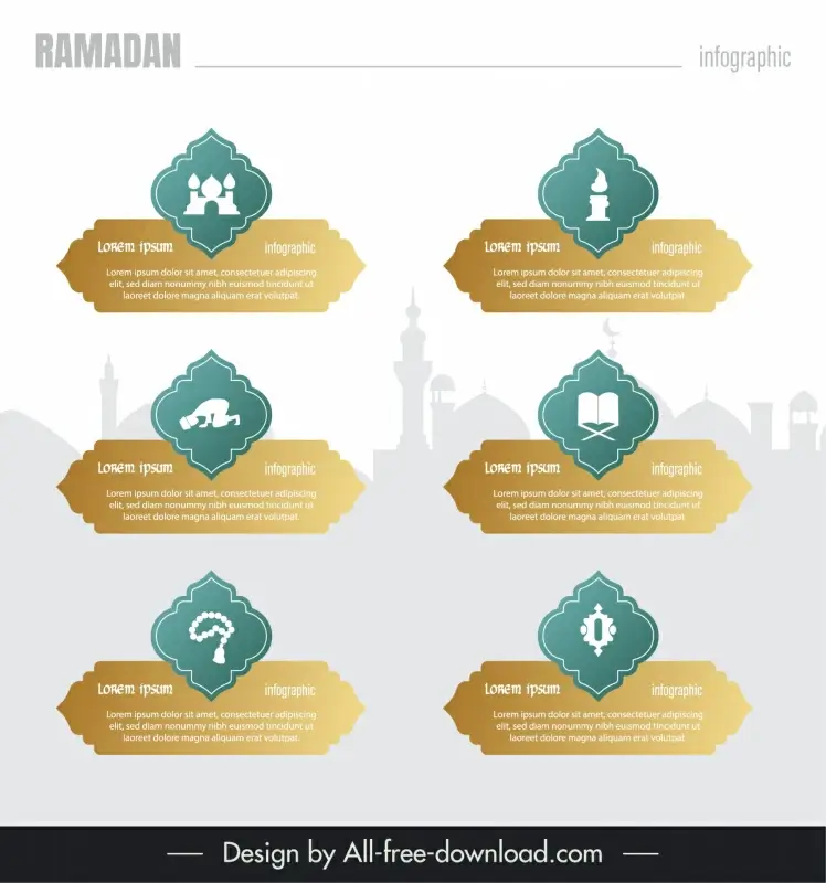 ramadan infographic design elements silhouette islam symbols