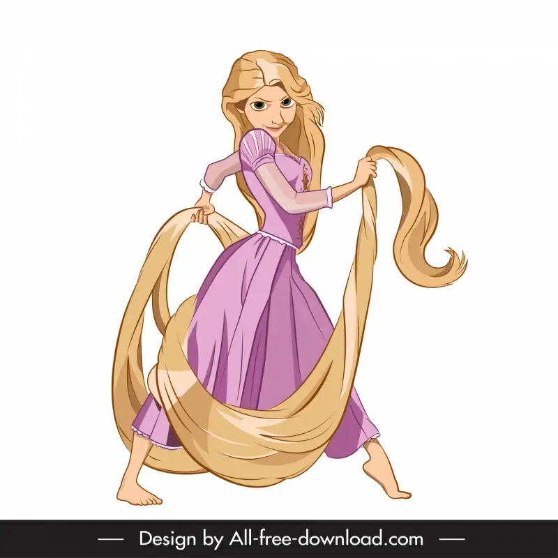 Rapunzel cartoon icon dynamic design Vectors graphic art designs in  editable .ai .eps .svg .cdr format free and easy download unlimit id:6924370