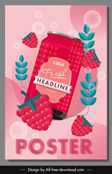 raspberry drink advertising poster dynamic shiny flat sketch